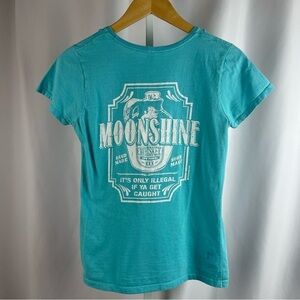 Fruit Of The Loom Sofspun Medium Moonshine Whiskey Graphic T Shirt Pastel Bright